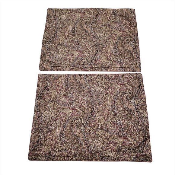 Lauren Ralph Lauren Hallie Lot of 2 Pillow Shams Paisley 20x26 Sateen Cotton - Picture 3 of 13